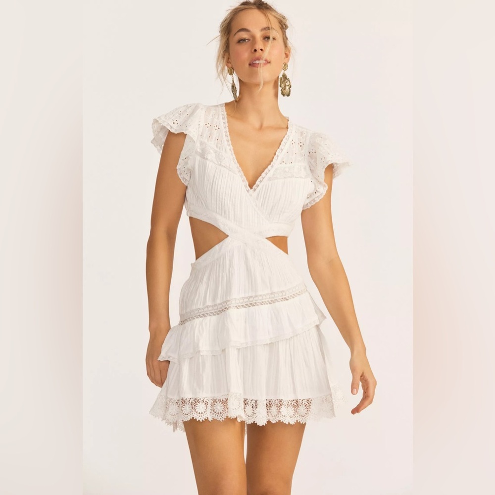 NWT LoveShackFancy Audrina cutout crochet and broderie dress